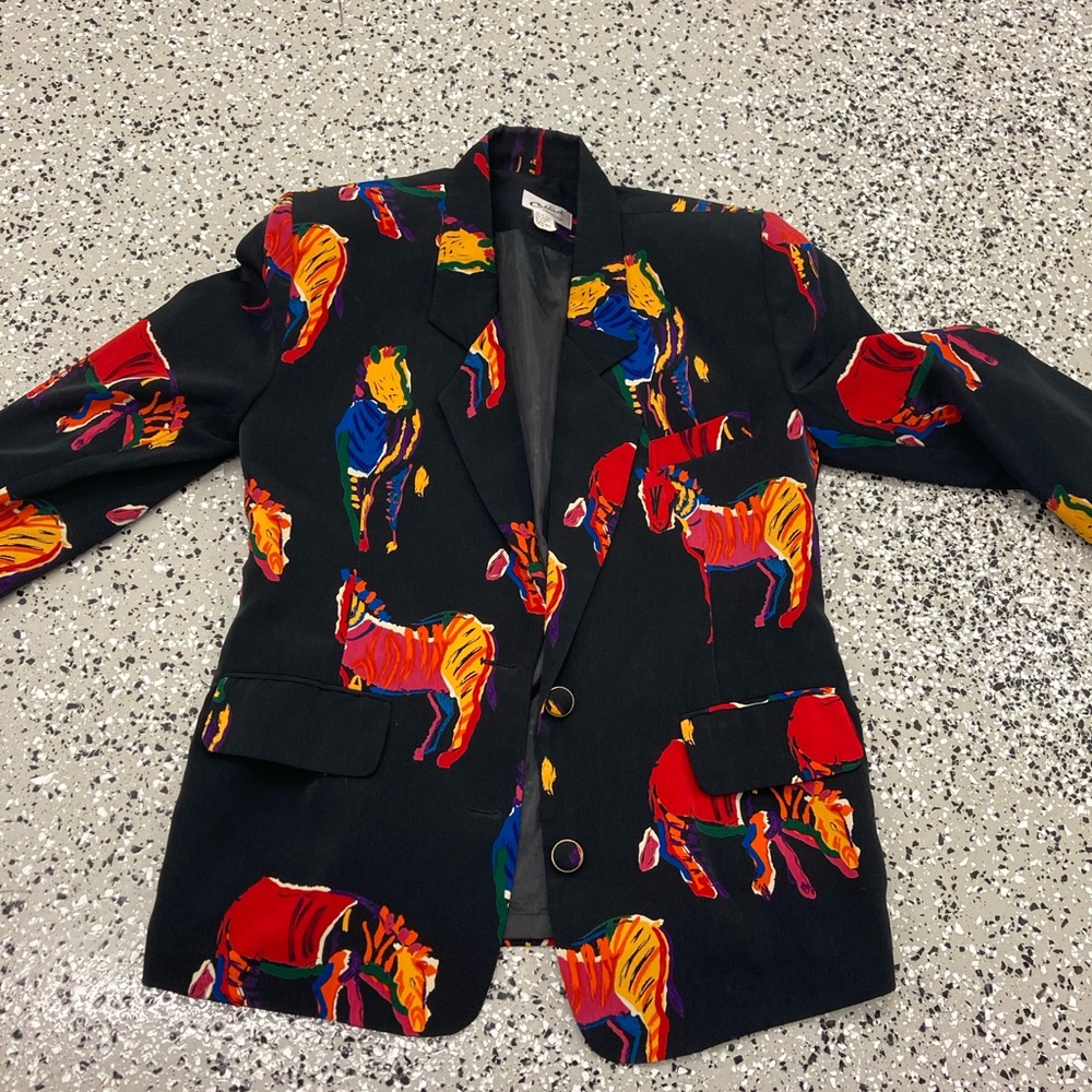 Rare 80’s Vintage Cabaret Rainbow Zebra Blazer size Medium